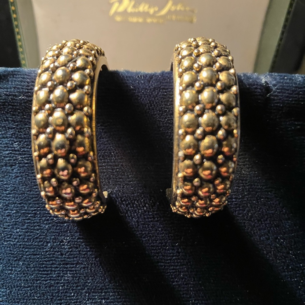 Gold Beaded Hoop Earrings - Women Jewelry